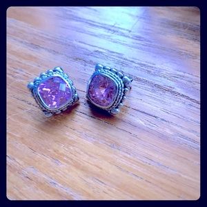 Artisan silver and pink sapphire earrings